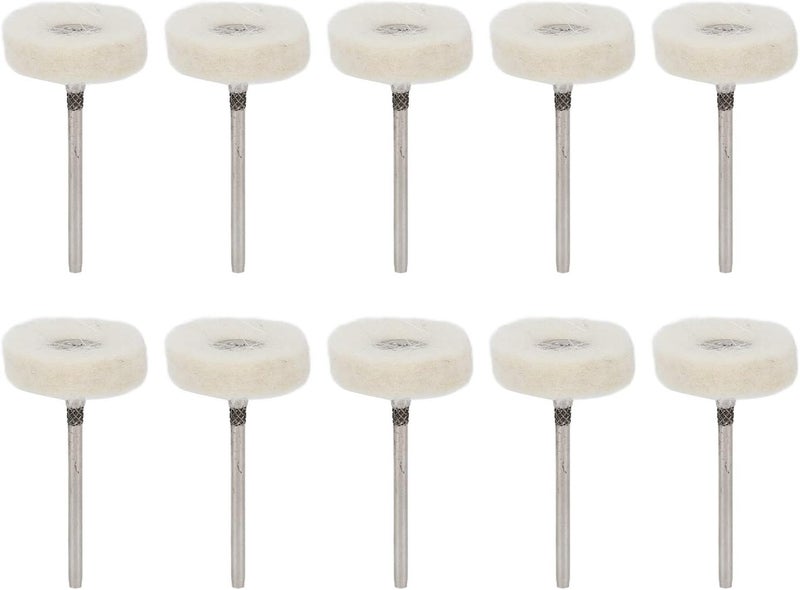 woobles Polishing Wheel, 10pcs Dental Polishing Buffing Head, Felt Wool Head Stainless Steel Mandrel Wheel Grinding Head, Suitable for Pneumatic and Electric Rotary Grinders - Image 1